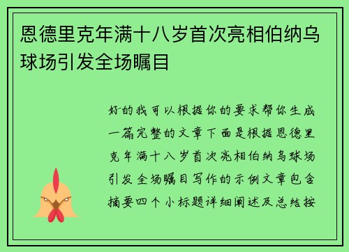 恩德里克年满十八岁首次亮相伯纳乌球场引发全场瞩目